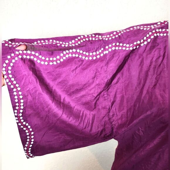 Kas New York Embroidered Silk Blend Purple Top Tunic Blouse Size M - Picture 4 of 6